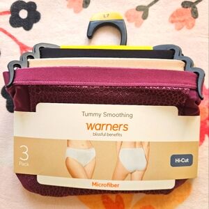 Warners Tummy Smoothing Blissful Benefits Hi Cut Womens Underwear 3 pk Size L